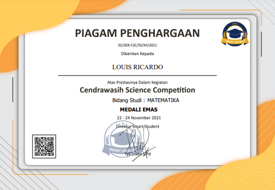 Medali Emas Matematika Cendrawasih Science Competition (Louis Ricardo)